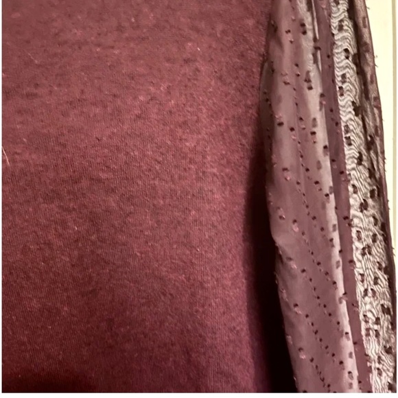 RW&CO. Burgundy turtleneck Sweater with Lace Sleeves - Picture 2 of 7